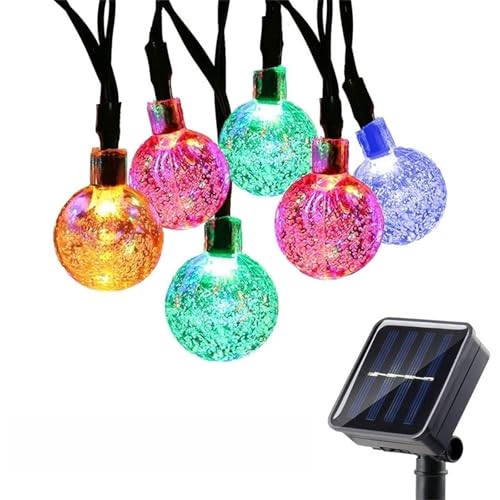 FANSU 18 mm LED Solarlampen für Außen, 8 Modi Solar Lichterkette Aussen, Lichterkette Außen, Solarlampen Garten für Hochzeit, Party, Schlafzimmer, Garten Balkon Deko (Bunt,9.5m/50 LED) von FANSU