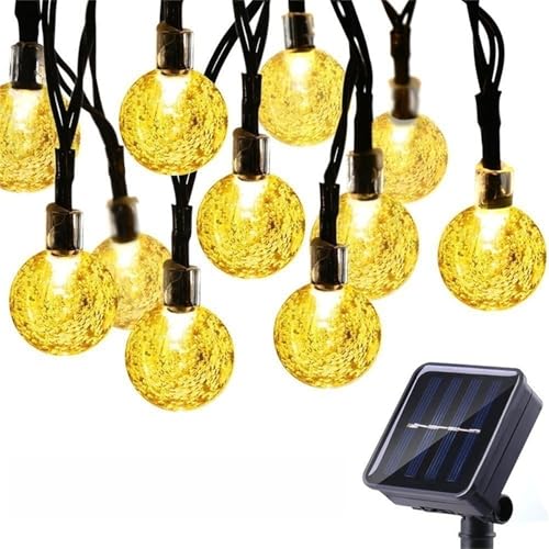 FANSU 18 mm LED Solarlampen für Außen, 8 Modi Solar Lichterkette Aussen, Lichterkette Außen, Solarlampen Garten für Hochzeit, Party, Schlafzimmer, Garten Balkon Deko (Warmweiß,9.5m/50 LED) von FANSU