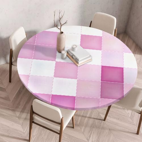 FANSU 3D Leopard Tischdecke Rund Abwaschbar für Outdoor Gartentischdecke Rund Elastisch Schmutzabweisend für Garten Küche, Esstisch, Parteien (Hellviolett,130cm) von FANSU
