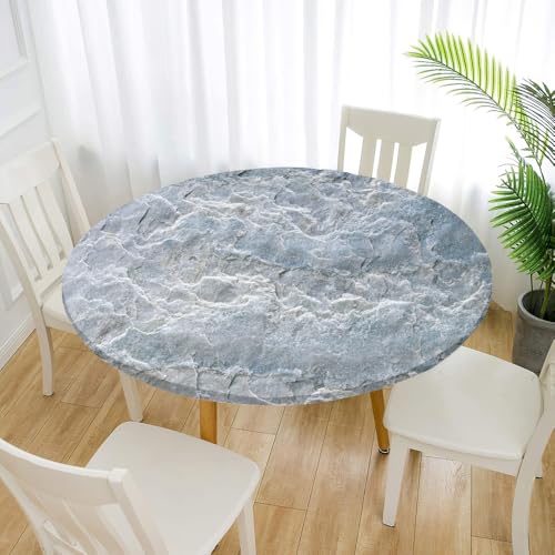 FANSU 3D Muster Tischdecke Rund Abwaschbar für Outdoor Gartentischdecke Rund Elastisch Schmutzabweisend für Garten Küche, Esstisch, Parteien (Fels,170cm) von FANSU