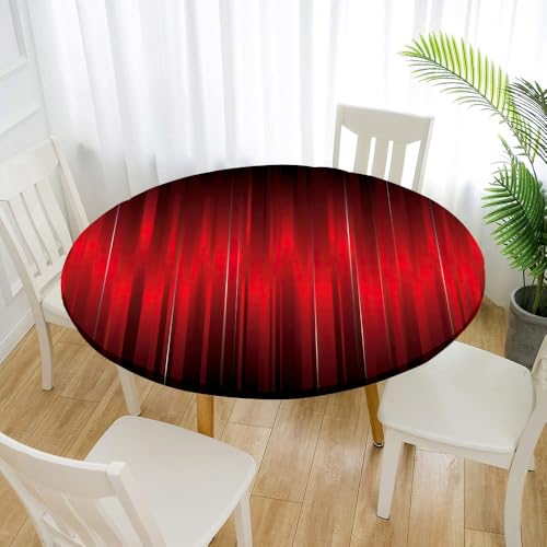 FANSU 3D Muster Tischdecke Rund Abwaschbar für Outdoor Gartentischdecke Rund Elastisch Schmutzabweisend für Garten Küche, Esstisch, Parteien (Rot,150cm) von FANSU