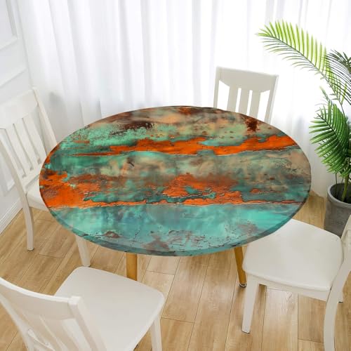 FANSU 3D Muster Tischdecke Rund Abwaschbar für Outdoor Gartentischdecke Rund Elastisch Schmutzabweisend für Garten Küche, Esstisch, Parteien (Shabby,180cm) von FANSU