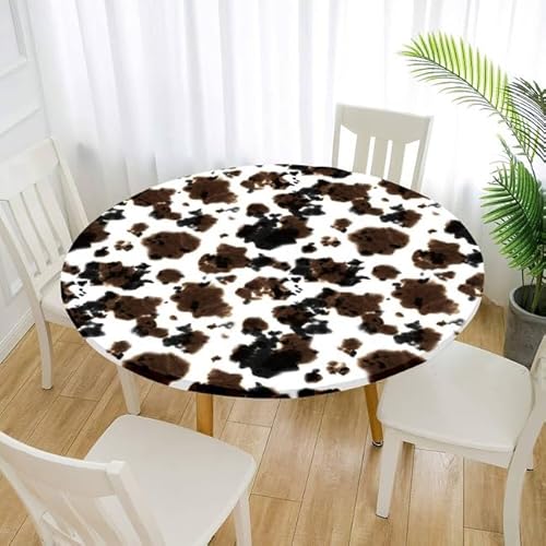 FANSU 3D Tischdecke Rund Abwaschbar für Outdoor Gartentischdecke Rund Elastisch Schmutzabweisend für Garten Küche, Esstisch, Parteien (Braun,90cm) von FANSU