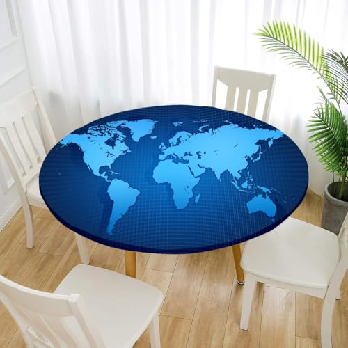 FANSU 3D Tischdecke Rund Abwaschbar für Outdoor Gartentischdecke Rund Elastisch Schmutzabweisend für Garten Küche, Esstisch, Parteien (Dunkelblau,130cm) von FANSU