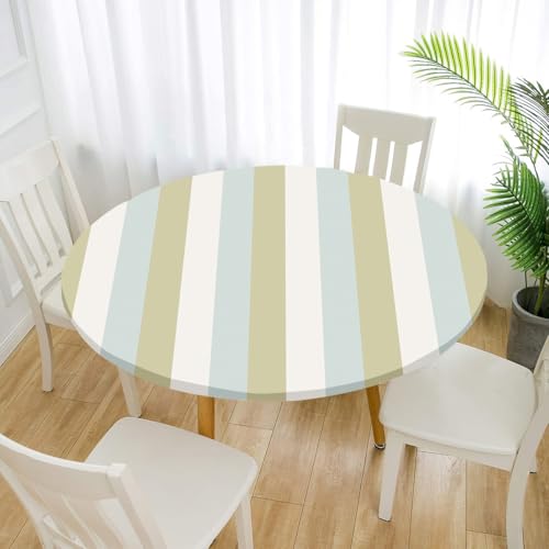 FANSU 3D Tischdecke Rund Abwaschbar für Outdoor Gartentischdecke Rund Elastisch Schmutzabweisend für Garten Küche, Esstisch, Parteien (Einfache Streifen,130cm) von FANSU