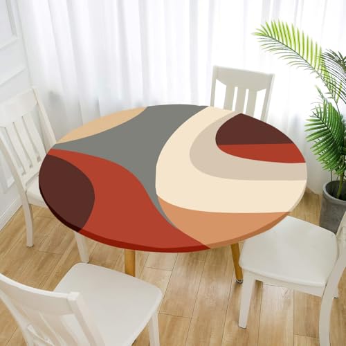 FANSU 3D Tischdecke Rund Abwaschbar für Outdoor Gartentischdecke Rund Elastisch Schmutzabweisend für Garten Küche, Esstisch, Parteien (Moderner Stil,200cm) von FANSU