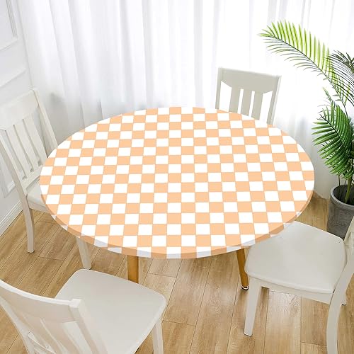 FANSU 3D Tischdecke Rund Abwaschbar für Outdoor Gartentischdecke Rund Elastisch Schmutzabweisend für Garten Küche, Esstisch, Parteien (Schachbrett,80cm) von FANSU