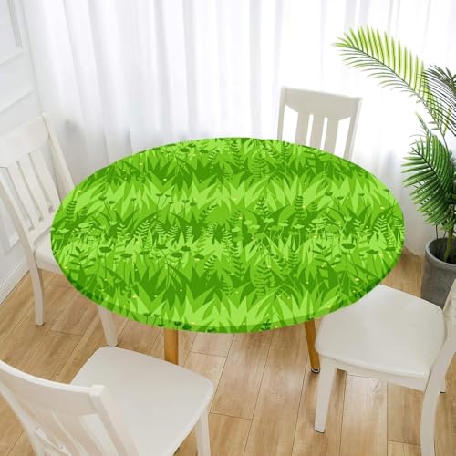 FANSU 3D Tischdecke Rund Garten Abwaschbar für Outdoor Gartentischdecke Blumendrucke Rund Elastisch Schmutzabweisend für Garten Küche, Esstisch, Parteien (Gras,150cm) von FANSU
