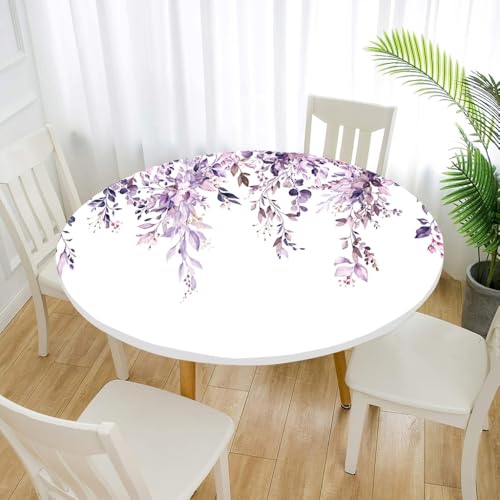 FANSU 3D Tischdecke Rund Garten Abwaschbar für Outdoor Gartentischdecke Blumendrucke Rund Elastisch Schmutzabweisend für Garten Küche, Esstisch (Glyzinien,180cm) von FANSU