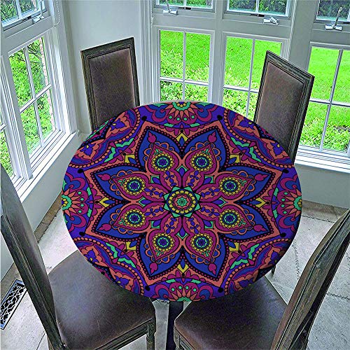 FANSU 3D Tischdecke rund Abwaschbar, Wasserdicht Runde Wachstuchtischdecke mit Böhmisches Druck, Pflegeleicht Fleckschutz Ölfest Abwaschbar Outdoor Garten Deko (lila,200cm) von FANSU