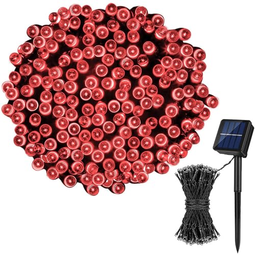 FANSU Bunte Perlen LED Solarlampen für Außen, 8 Modi Solar Lichterkette Aussen, Lichterkette Außen, Solarlampen Garten für Hochzeit,Party,Schlafzimmer,Garten Balkon Deko (Rot,22m/200 LED) von FANSU