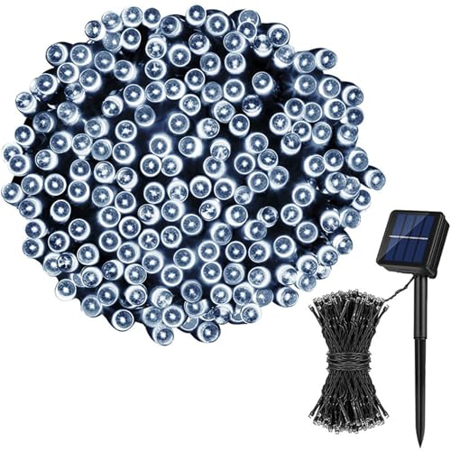 FANSU Bunte Perlen LED Solarlampen für Außen, 8 Modi Solar Lichterkette Aussen, Lichterkette Außen, Solarlampen Garten für Hochzeit,Party,Schlafzimmer,Garten Balkon Deko (Weiß,12m/100 LED) von FANSU