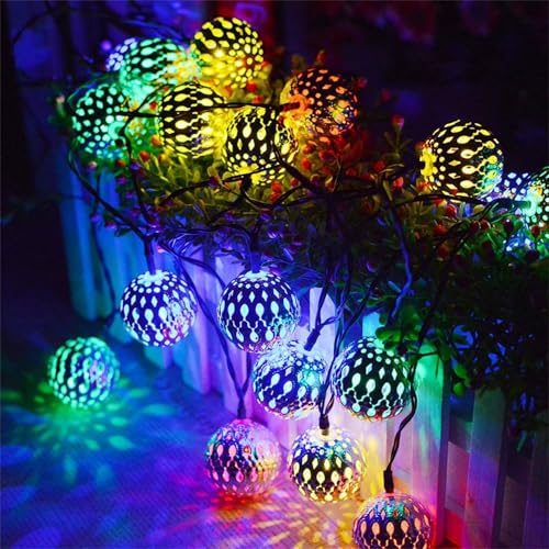 FANSU Bunte Runde LED Solarlampen für Außen, 8 Modi Solar Lichterkette Aussen, Lichterkette Außen, Solarlampen Garten für Hochzeit,Party,Schlafzimmer,Garten Balkon Deko (Bunt,5m/20 LED) von FANSU