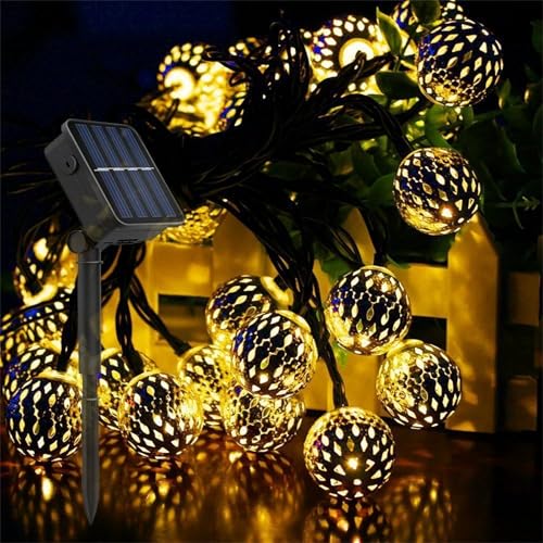 FANSU Bunte Runde LED Solarlampen für Außen, 8 Modi Solar Lichterkette Aussen, Lichterkette Außen, Solarlampen Garten für Hochzeit,Party,Schlafzimmer,Garten Balkon Deko (Warmweiß,5m/20 LED) von FANSU