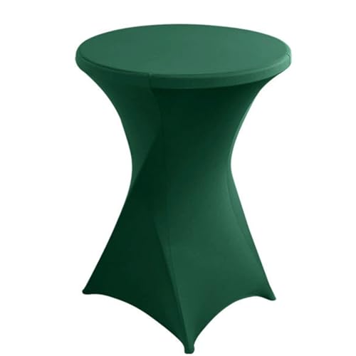 FANSU Cocktail Bar Tischdecke, Stretch Tischdecke Cocktail Party Elegant Stehtisch Husse für Bistrotisch, 4 Fußtaschen Rund Stehtischhusse für Dekoration Hochzeit (Dunkelgrün,60x110cm) von FANSU