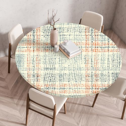 FANSU Elastisch Rund Gartentischdecke, Fleckschutz Tischdecke Outdoor Runde Tischtuch Abwischbare Dauerhaft Kratzfest Tischdecken für Küche Garten Restaurant (Hellbeige,Durchmesser 150 cm) von FANSU