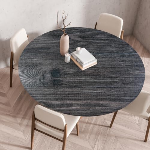 FANSU Elastisch Rund Gartentischdecke, Fleckschutz Tischdecke Outdoor Runde Tischtuch Abwischbare Dauerhaft Kratzfest Tischdecken für Küche Garten Restaurant (Holzmaserung 8,Durchmesser 150 cm) von FANSU