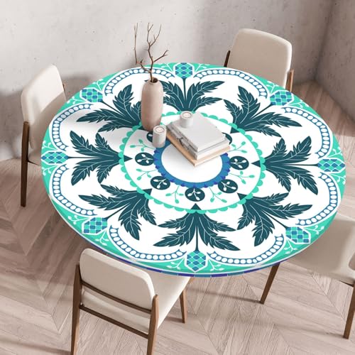 FANSU Elastisch Rund Gartentischdecke, Fleckschutz Tischdecke Outdoor Runde Tischtuch Abwischbare Dauerhaft Kratzfest Tischdecken für Küche Garten Restaurant (Kaleidoskop 1,Durchmesser 70cm) von FANSU