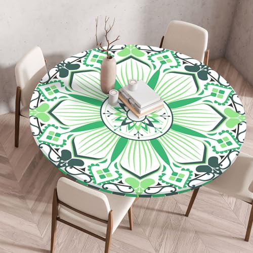 FANSU Elastisch Rund Gartentischdecke, Fleckschutz Tischdecke Outdoor Runde Tischtuch Abwischbare Dauerhaft Kratzfest Tischdecken für Küche Garten Restaurant (Kaleidoskop 3,Durchmesser 130 cm) von FANSU