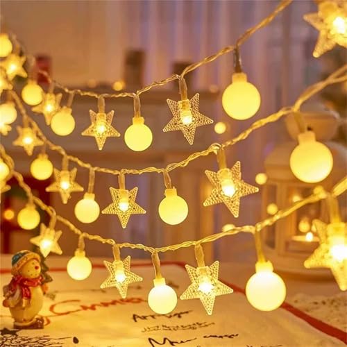 FANSU Farbiges Warmweiß LED Solarlampen für Außen, 8 Modi Solar Lichterkette Aussen, Lichterkette Außen, Solarlampen Garten für Hochzeit,Party,Schlafzimmer,Balkon Deko (Warmweiß,6.5m/30 LED) von FANSU