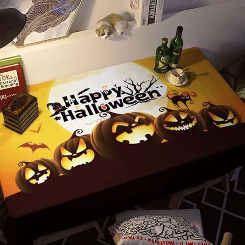FANSU Halloween Tischdecke PVC Outdoor Wetterfest, Gartentischdecke Abwaschbar Wischbare Tischtuch, Wasserdicht Tischwäsche für Wohnzimmer Garten Balkon (Schwarze Katze,158x260cm) von FANSU