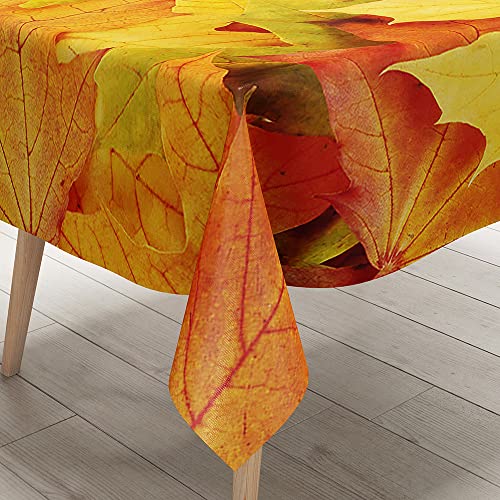 FANSU Herbst Tischdecke Tischwäsche, 3D Ahornblatt Rechteckige Abwaschbar Tischtuch Draussen Küchentischabdeckung für Garten Küche Outdoor Dekoration (140x180cm,Herbst) von FANSU