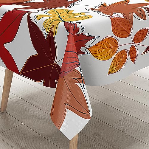 FANSU Herbst Tischdecke Tischwäsche, 3D Ahornblatt Rechteckige Abwaschbar Tischtuch Draussen Küchentischabdeckung für Garten Küche Outdoor Dekoration (140x260cm,Blatt) von FANSU