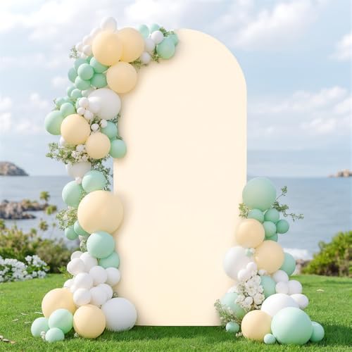 FANSU Hochzeitsbogen Abdeckung, Bogen Hintergrund Hintergrundabdeckung, 4/5/6FT hochzeitsbogen Gestell Abdeckung für Geburtstagsparty, Zeremonie, Bankett, Dekorati (6FT / 0. 8x1.8m,Beige) von FANSU