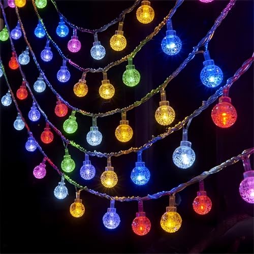 FANSU Klassiker Blase LED Solarlampen für Außen, 8 Modi Solar Lichterkette Aussen, Lichterkette Außen, Solarlampen Garten für Hochzeit, Party, Schlafzimmer, Garten, Balkon Deko (Bunt,5M/20LED) von FANSU