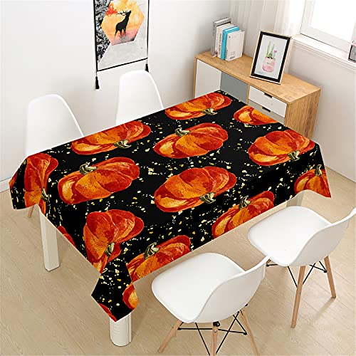 FANSU Kürbis Tischdecke Wasserdicht Tischwäsche, Rechteckige Wasserabweisend Abwaschbar 3D Halloween Tischtuch für Küche Garten Outdoor Esstisch Dekoration (Schwarzer Klassiker,140x240cm) von FANSU