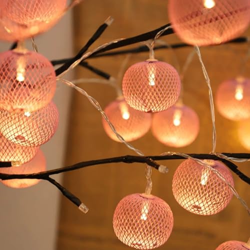 FANSU LED Lichterkette Innen mit USB, Eisenkugel Lichterkette USB Fairy Lights Indoor für Party DIY Geburtstag Hochzeit Schlafzimmer Garten Terrasse Hof Weihnachten (Rosa,3 M/20 LED) von FANSU