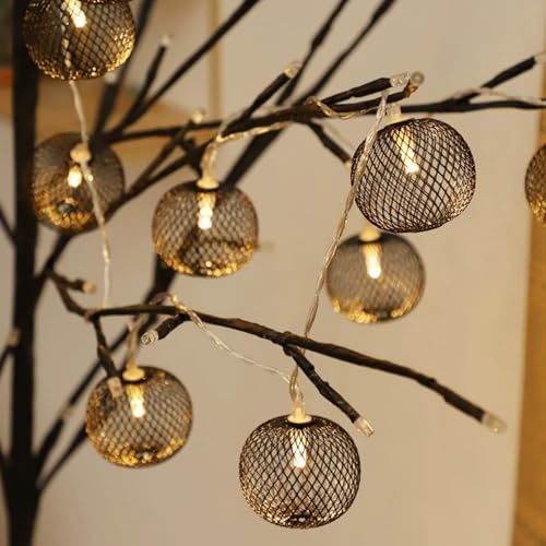 FANSU LED Lichterkette Innen mit USB, Eisenkugel Lichterkette USB Fairy Lights Indoor für Party DIY Geburtstag Hochzeit Schlafzimmer Garten Terrasse Hof Weihnachten (Schwarz,3 M/20 LED) von FANSU
