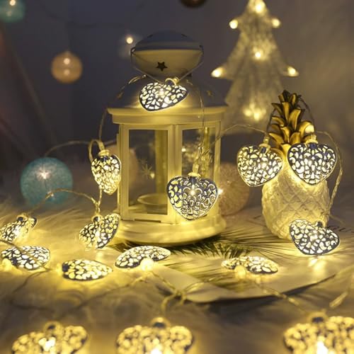 FANSU LED Lichterkette Innen mit USB, Liebesherz Lichterkette USB Fairy Lights Indoor für Party DIY Geburtstag Hochzeit Schlafzimmer Garten Terrasse Hof Weihnachten (Warmweiß,3 M/20 LED) von FANSU
