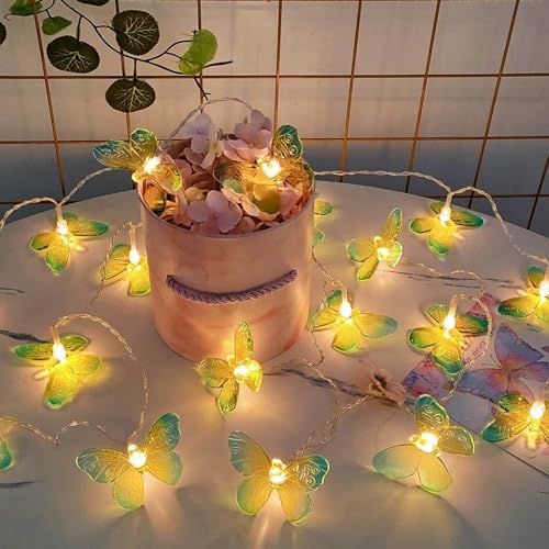 FANSU LED Lichterkette Innen mit USB, Schmetterling Lichterkette USB Fairy Lights Indoor für Party DIY Geburtstag Hochzeit Schlafzimmer Garten Terrasse Hof Weihnachten (Gelb,3 M/20 LED) von FANSU