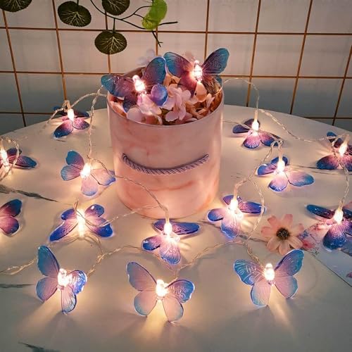 FANSU LED Lichterkette Innen mit USB, Schmetterling Lichterkette USB Fairy Lights Indoor für Party DIY Geburtstag Hochzeit Schlafzimmer Garten Terrasse Hof Weihnachten (Lila,3 M/20 LED) von FANSU