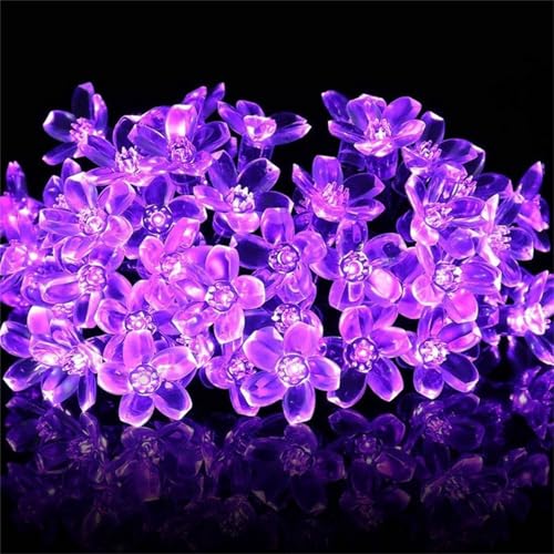 FANSU LED Solarlampen für Außen, 8 Modi Solar Lichterkette Aussen, Bunte Blumen Lichterkette Außen, Solarlampen Garten für Hochzeit, Party, Schlafzimmer, Garten Balkon Deko (Lila,5m/20LED) von FANSU
