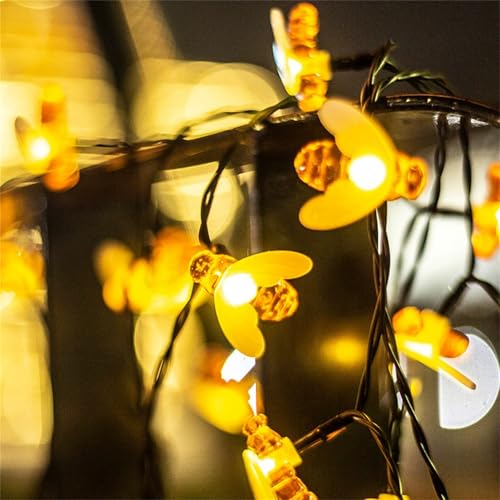 FANSU LED Solarlampen für Außen, 8 Modi Solar Lichterkette Aussen, Lichterkette Außen, Solarlampen Garten für Hochzeit,Party,Schlafzimmer,Garten Balkon Deko (Biene,5m/20LED) von FANSU