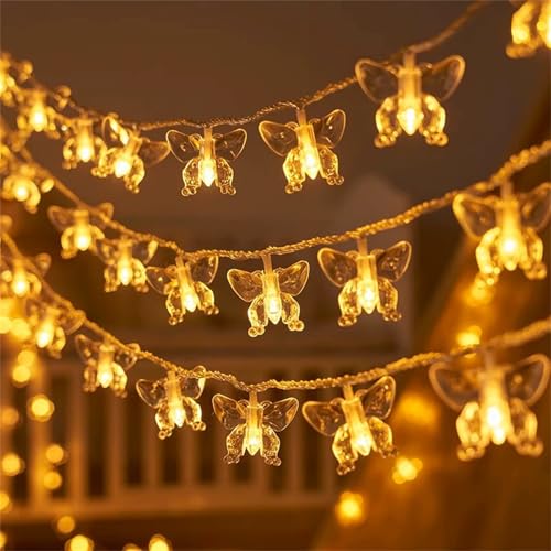 FANSU LED Solarlampen für Außen, 8 Modi Solar Lichterkette Aussen, Lichterkette Außen, Solarlampen Garten für Hochzeit,Party,Schlafzimmer,Garten Balkon Deko (Schmetterling 2,7m/50 LED) von FANSU