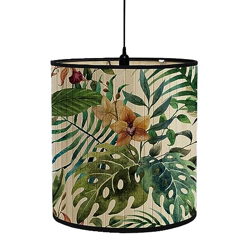 FANSU Lampenschirm fuir Tischlampe, Blumen Druck Lampenschirm Hängelampe Lampenabdeckung für Stehlampe Tischlampe Deckenleuchte Wohnzimmer Moderner Deko (Monstera,30x30x30cm) von FANSU