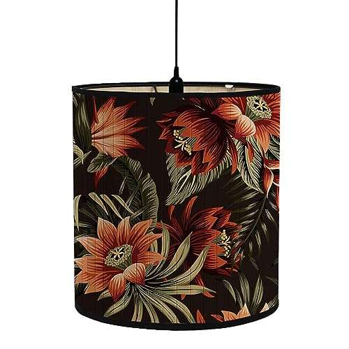 FANSU Lampenschirm fuir Tischlampe, Blumen Druck Lampenschirm Hängelampe Lampenabdeckung für Stehlampe Tischlampe Deckenleuchte Wohnzimmer Moderner Deko (Rot,30x30x30cm) von FANSU