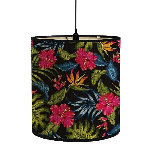 FANSU Lampenschirm fuir Tischlampe, Blumen Druck Lampenschirm Hängelampe Lampenabdeckung für Stehlampe Tischlampe Deckenleuchte Wohnzimmer Moderner Deko (Schwarz elegant,30x30x30cm) von FANSU