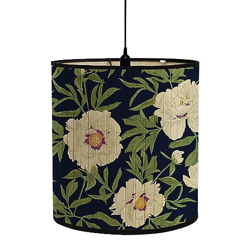 FANSU Lampenschirm fuir Tischlampe, Blumen Druck Lampenschirm Hängelampe Lampenabdeckung für Stehlampe Tischlampe Deckenleuchte Wohnzimmer Moderner Deko (Weiße Blumen,30x30x30cm) von FANSU