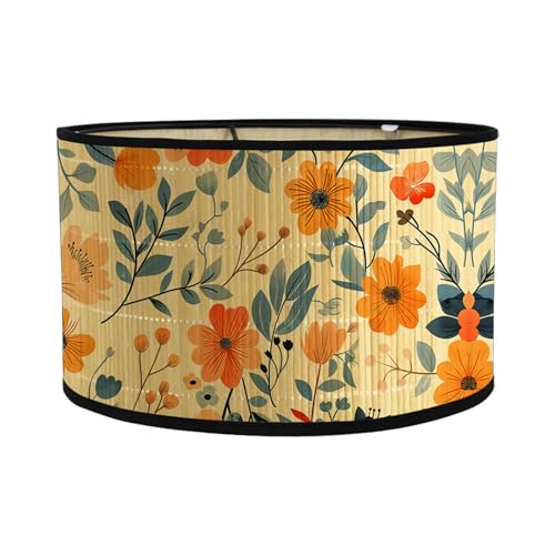 FANSU Lampenschirm fuir Tischlampe, Blumen Pflanze Retro Lampenschirm Hängelampe Lampenabdeckung für E27 Stehlampe Tischlampe Deckenleuchte Wohnzimmer Deko (Orange,30x30x20cm) von FANSU