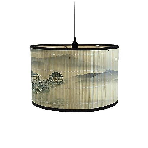 FANSU Lampenschirm fuir Tischlampe, Chinesischer Stil Lampenschirm Hängelampe Lampenabdeckung für E27 Stehlampe Tischlampe Deckenleuchte Wohnzimmer Moderner Deko (Malerei,30x30x20cm) von FANSU