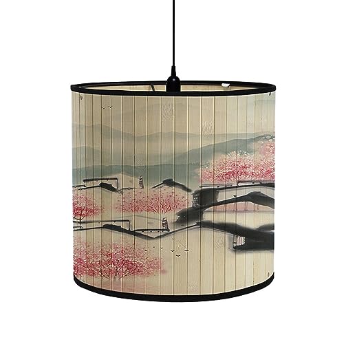 FANSU Lampenschirm fuir Tischlampe, Chinesischer Stil Lampenschirm Hängelampe Lampenabdeckung für Stehlampe Tischlampe Deckenleuchte Wohnzimmer Moderner Deko (Rosa Tinte,30x30x30cm) von FANSU