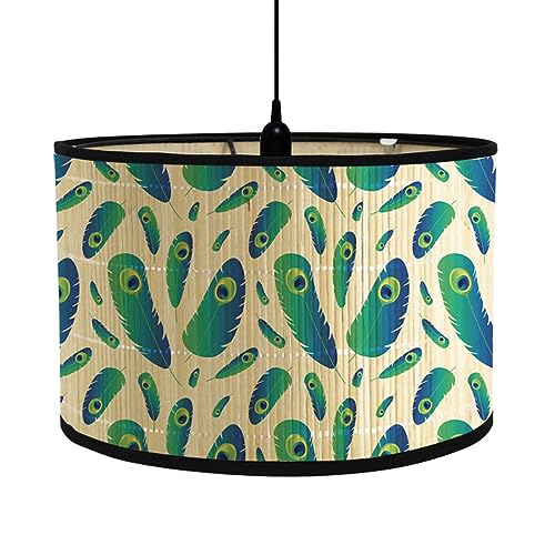 FANSU Lampenschirm fuir Tischlampe, Feder Lampenschirm Hängelampe Lampenabdeckung für E27 Stehlampe Tischlampe Deckenleuchte Wohnzimmer Moderner Deko (Grün,30x30x20cm) von FANSU
