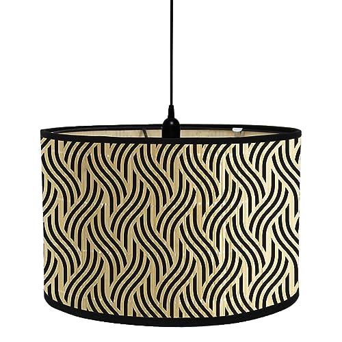 FANSU Lampenschirm fuir Tischlampe, Geometrie Lampenschirm Hängelampe Lampenabdeckung für Stehlampe Tischlampe Deckenleuchte Wohnzimmer Moderner Deko (Schwarze Wellen,30x30x20cm) von FANSU