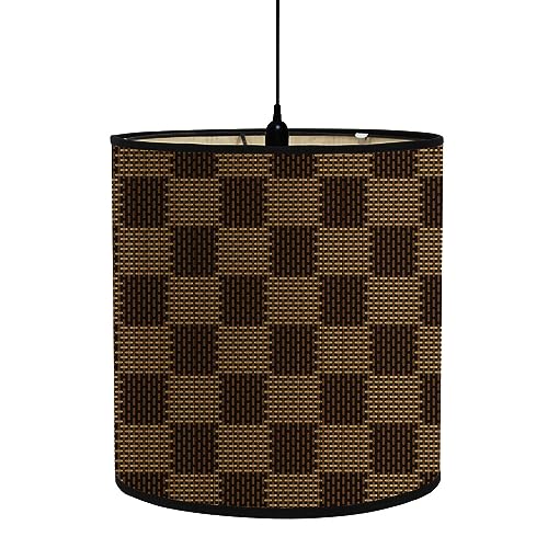 FANSU Lampenschirm fuir Tischlampe, Geometrische Mode Lampenschirm Hängelampe Lampenabdeckung für Stehlampe Tischlampe Deckenleuchte Wohnzimmer Moderner Deko (braun kariert,30x30x30cm) von FANSU