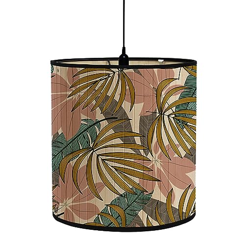 FANSU Lampenschirm fuir Tischlampe, Grüne Pflanzen Lampenschirm Hängelampe Lampenabdeckung für Stehlampe Tischlampe Deckenleuchte Wohnzimmer Moderner Deko (30x30x30cm,Rosa lila) von FANSU