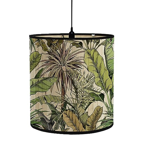 FANSU Lampenschirm fuir Tischlampe, Grüne Pflanzen Lampenschirm Hängelampe Lampenabdeckung für Stehlampe Tischlampe Deckenleuchte Wohnzimmer Moderner Deko (30x30x30cm,Tropisch) von FANSU